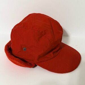 Hanna Andersson Red Fleece Lined Trapper Hat Kids Medium Ear Flaps Snap Closure